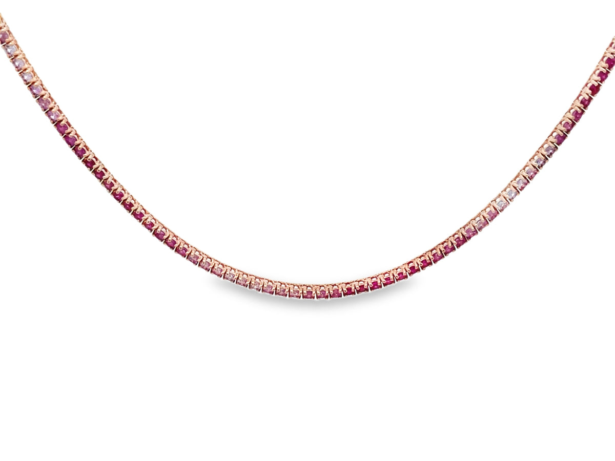 PINK SAPPHIRE SHADING NECKLACE, 16"