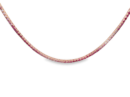 PINK SAPPHIRE SHADING NECKLACE, 16"