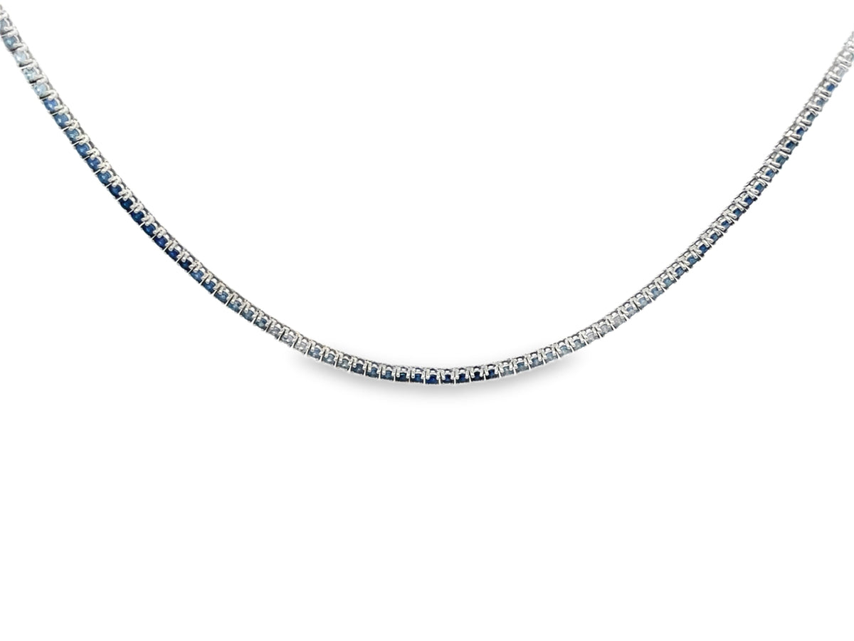 BLUE SAPPHIRE GRADUATED NECKLACE, 16"