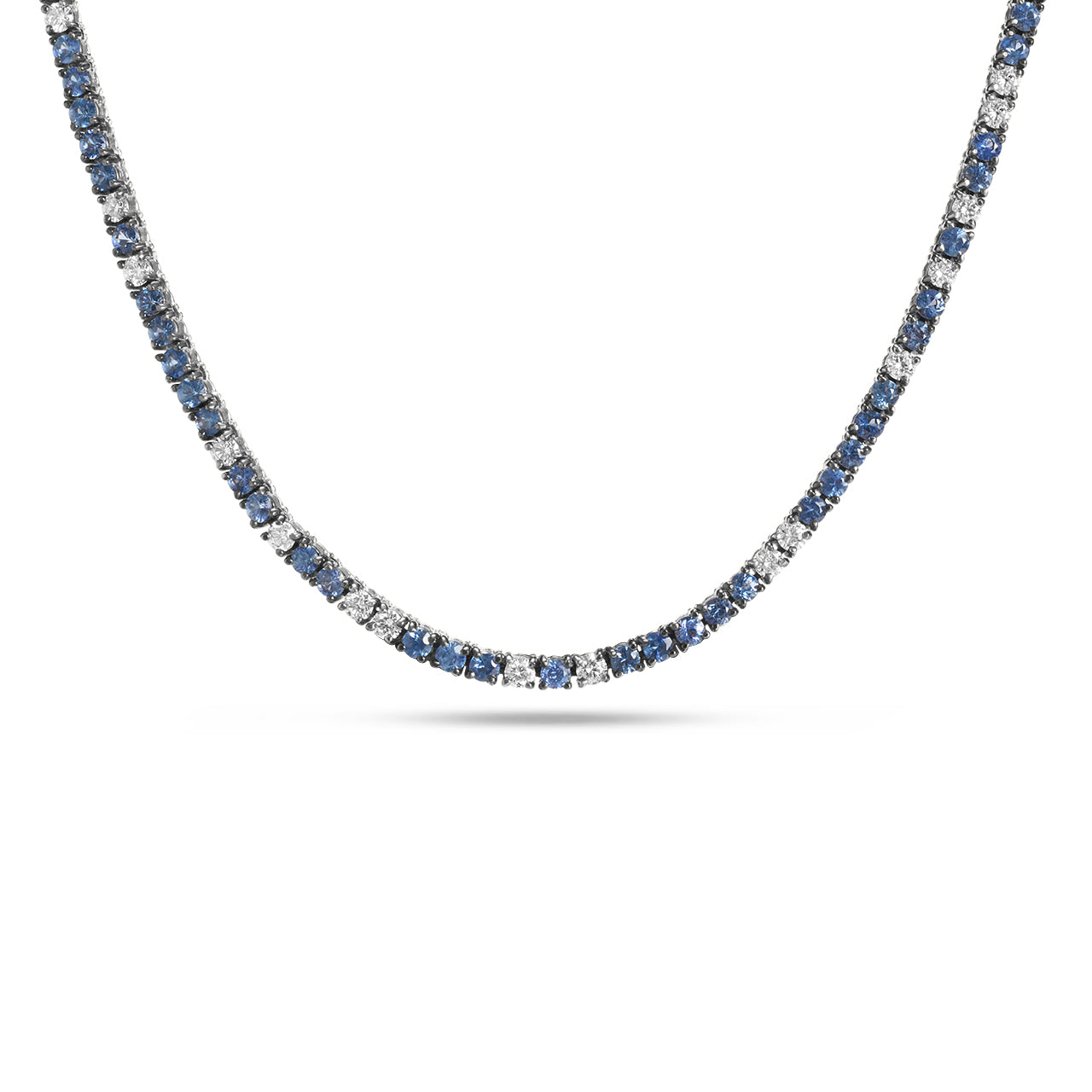 Sapphire & Diamond Scattered Tennis Necklace
