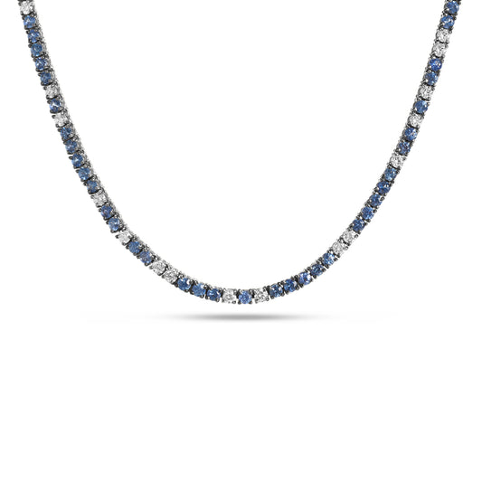 Sapphire & Diamond Scattered Tennis Necklace