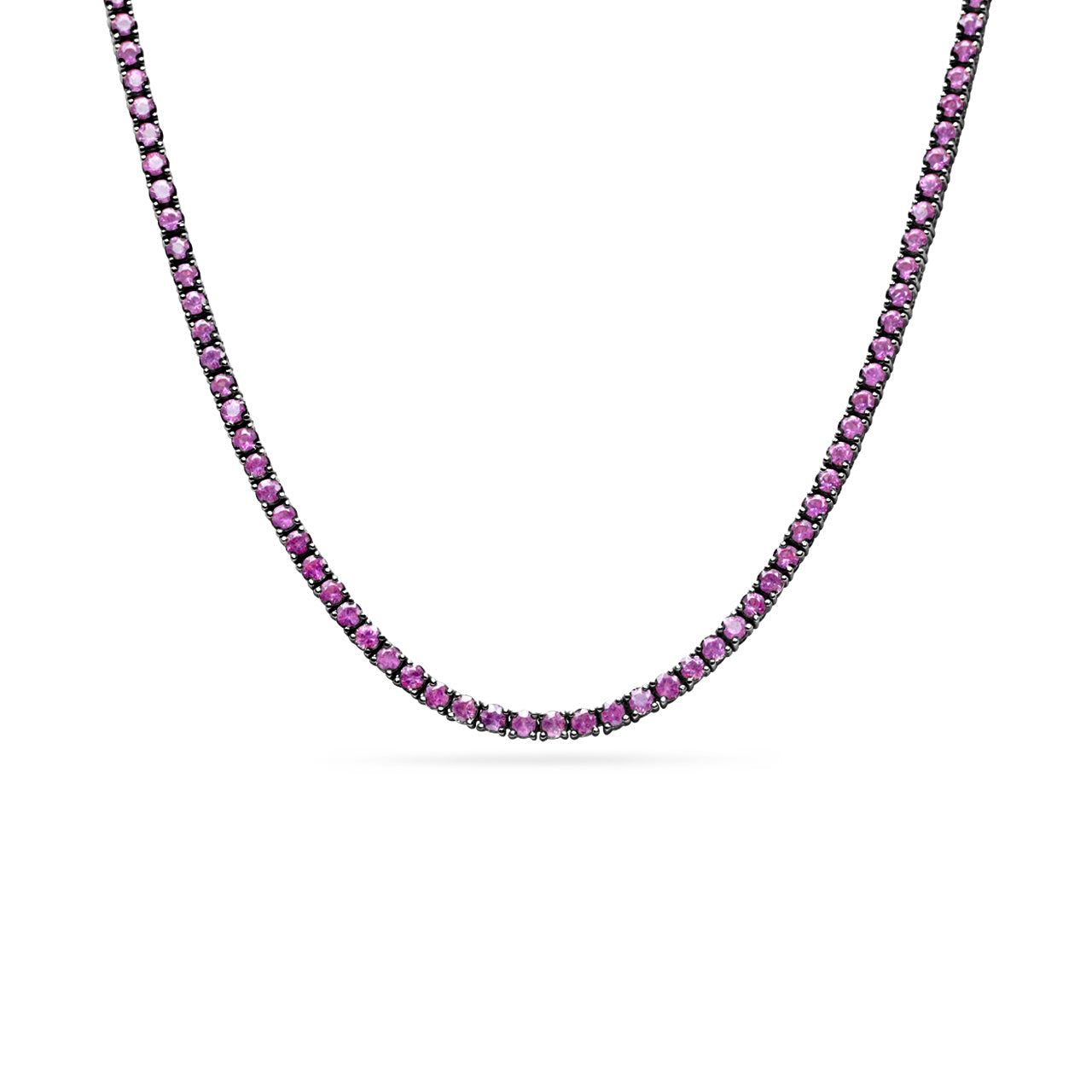 Pink Sapphire Tennis Necklace