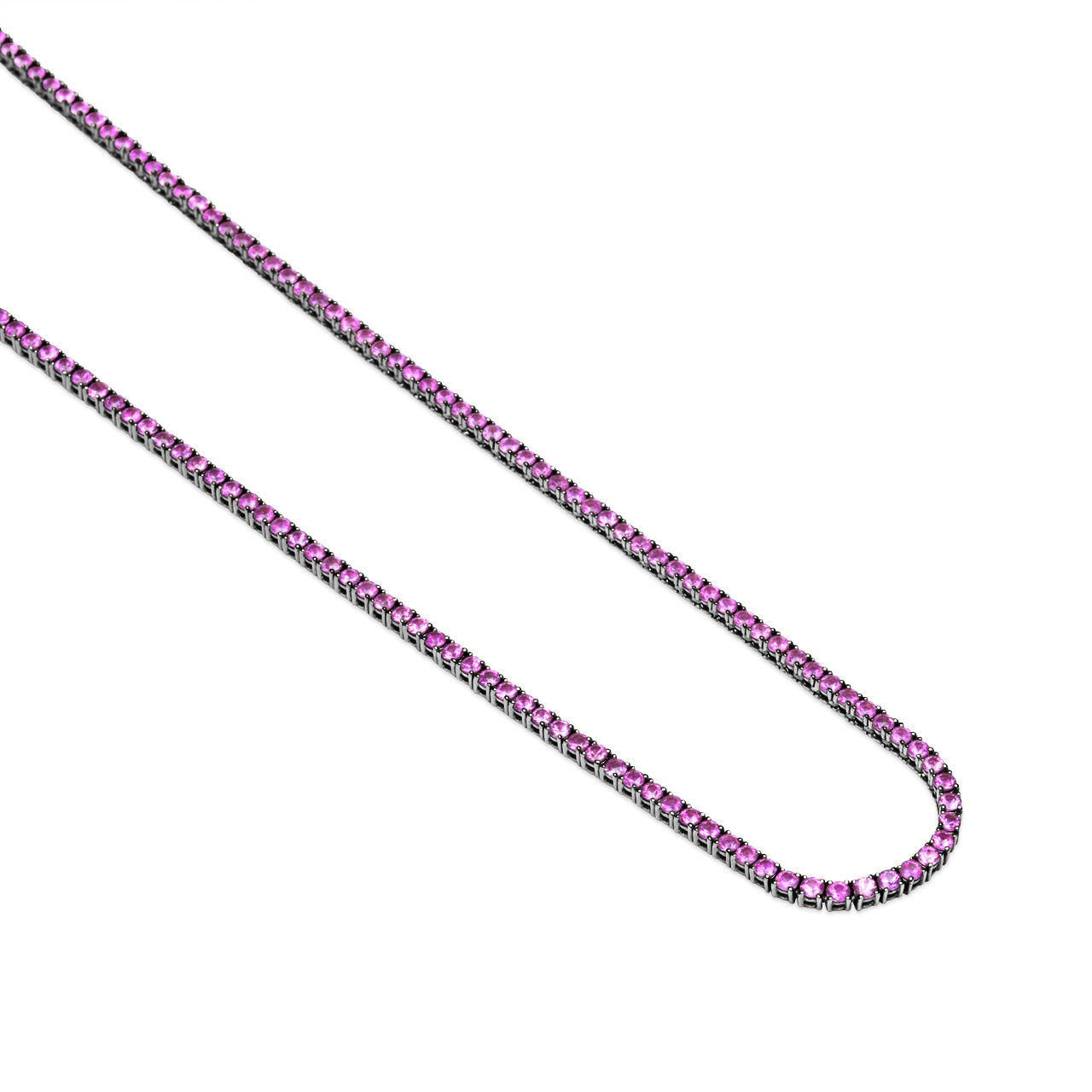 Pink Sapphire Tennis Necklace