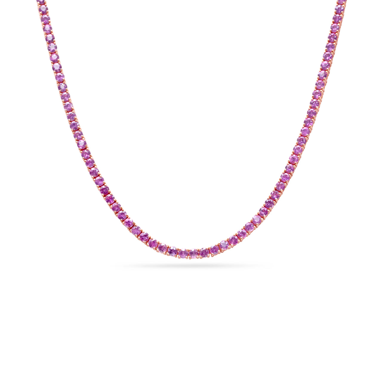 Pink Sapphire Tennis Necklace