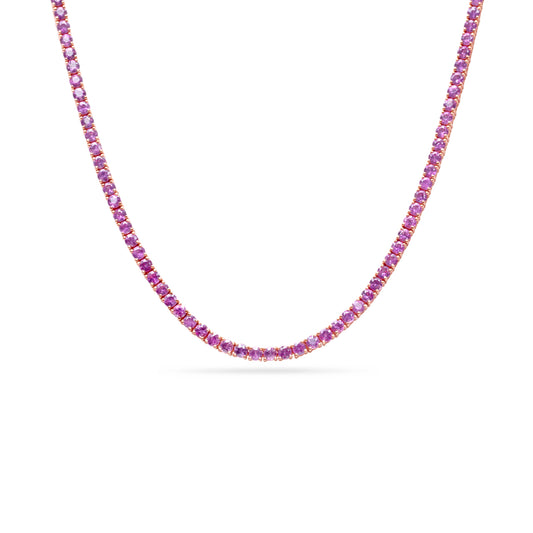 Pink Sapphire Tennis Necklace