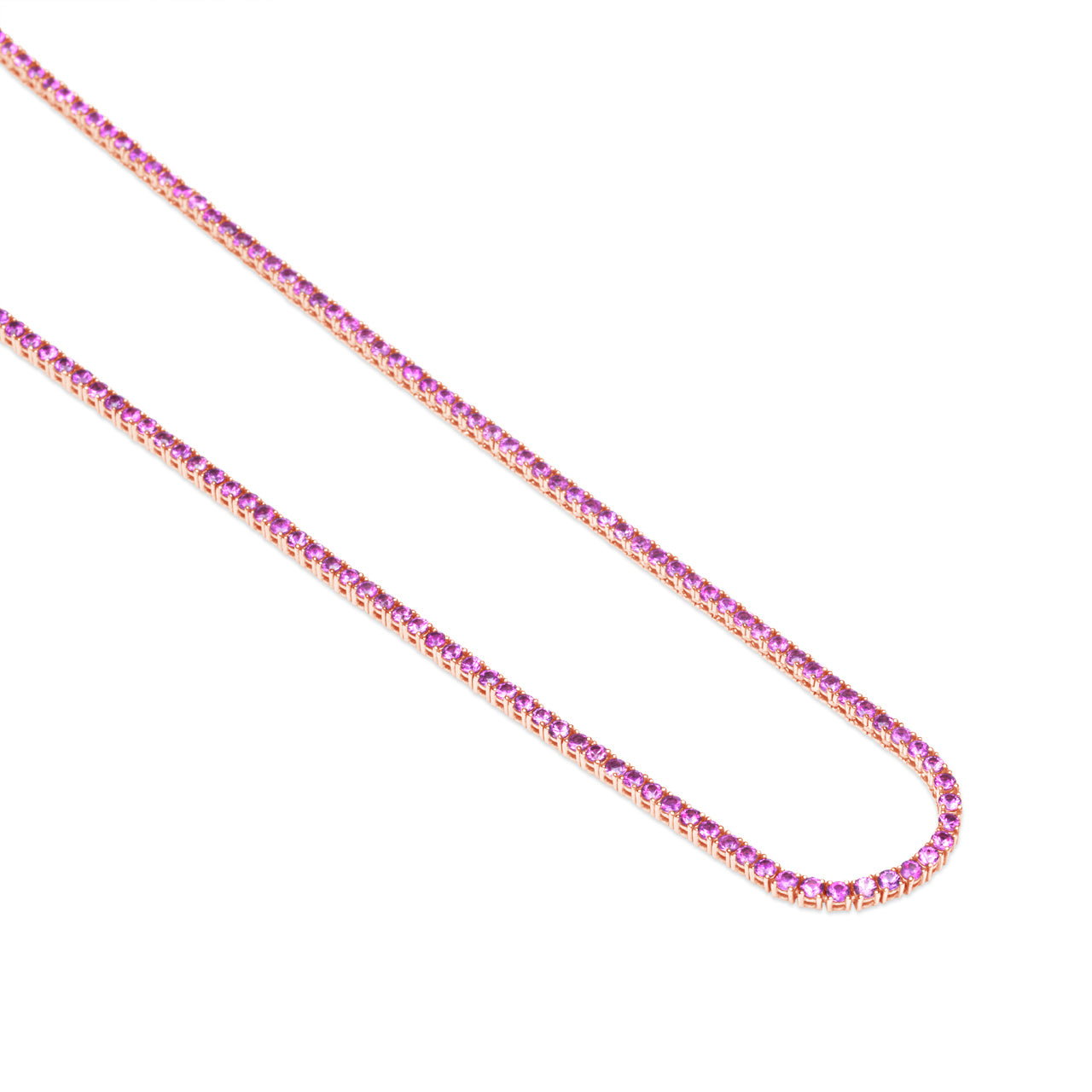 Pink Sapphire Tennis Necklace
