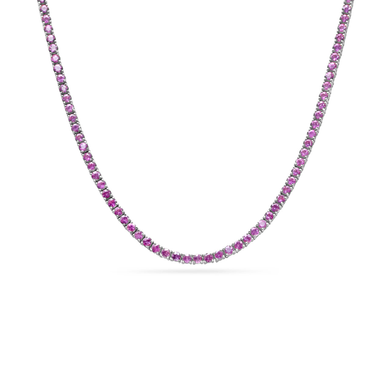 Pink Sapphire Tennis Necklace