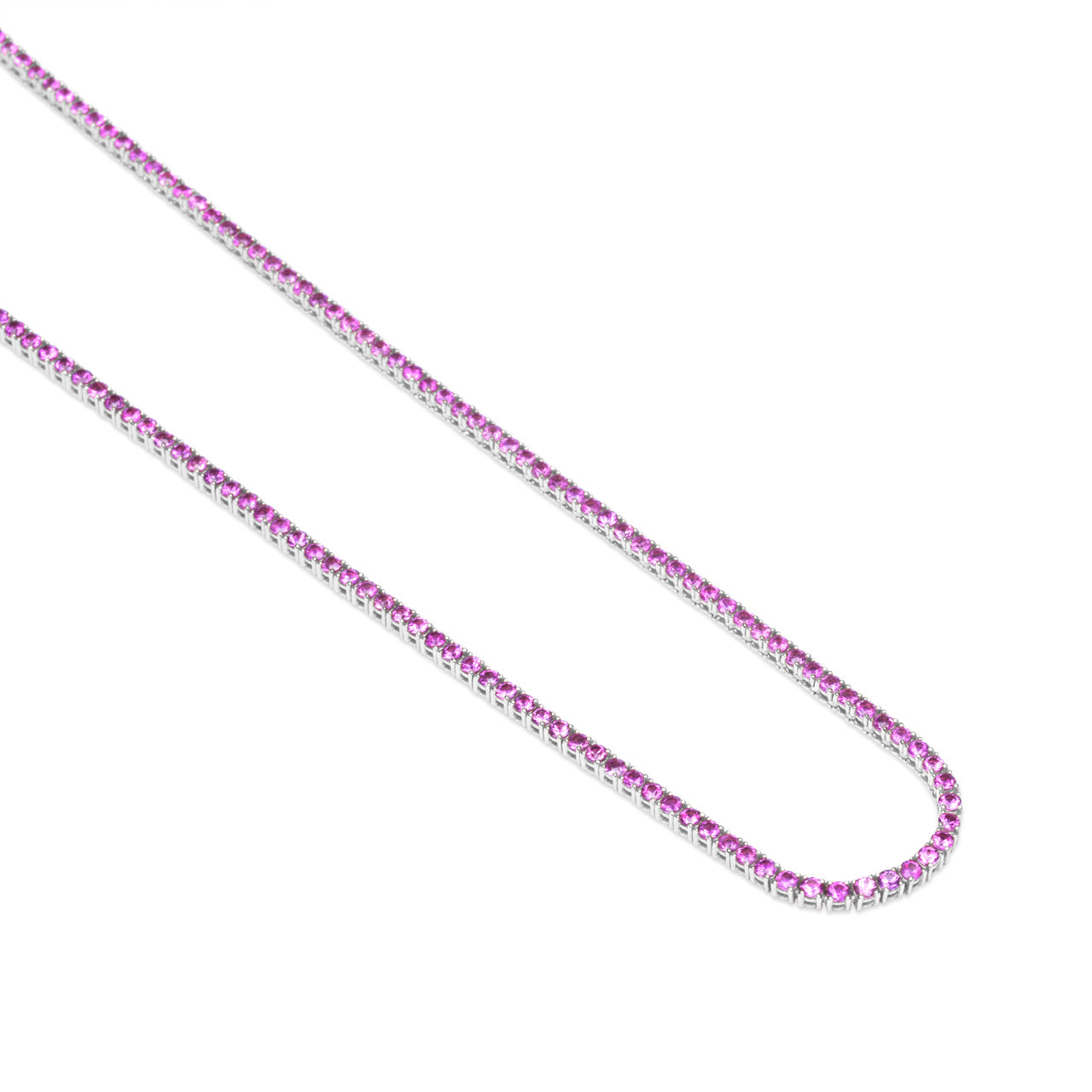 Pink Sapphire Tennis Necklace