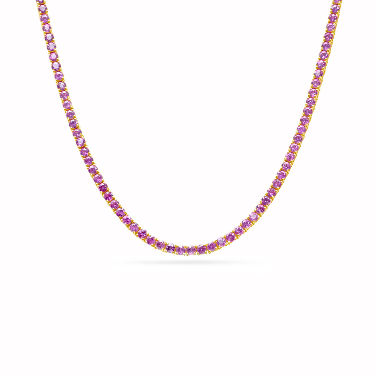 Pink Sapphire Tennis Necklace