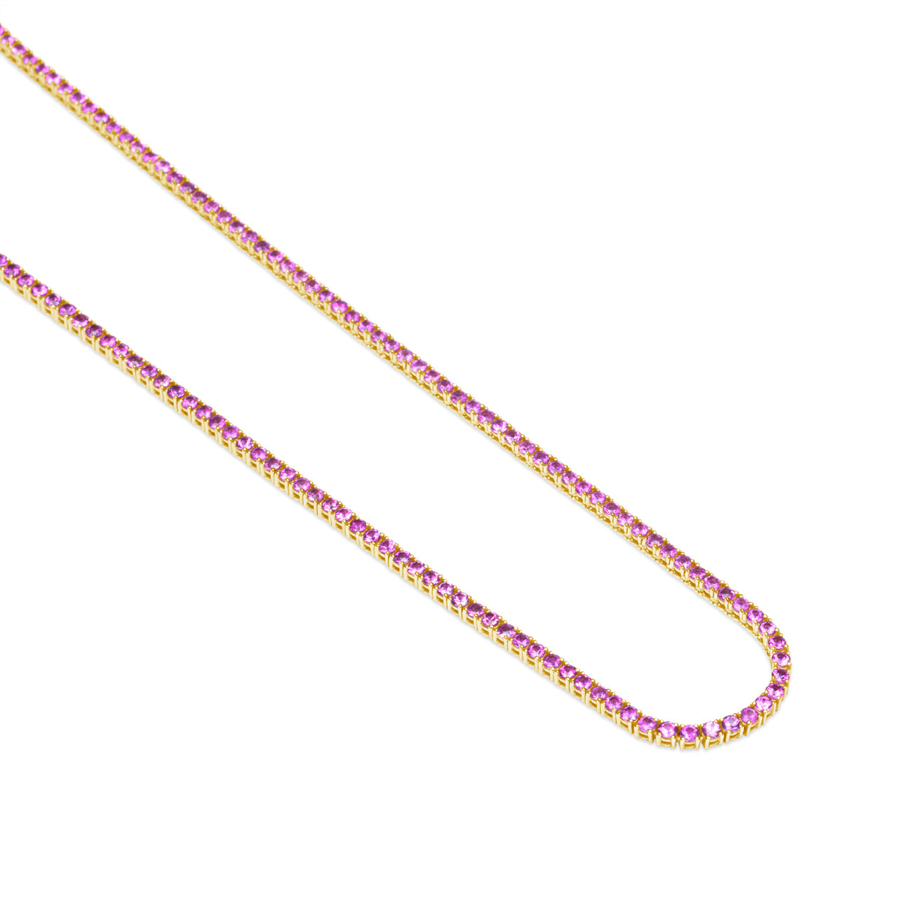 Pink Sapphire Tennis Necklace