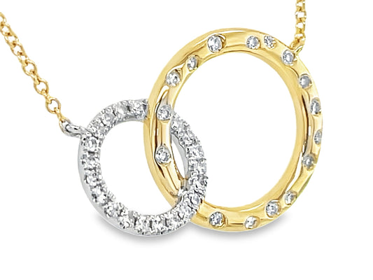 DIAMOND 2 CIRCLE INTERLOCKING NECKLACE, 18"/17"/16", 14KWY (N)