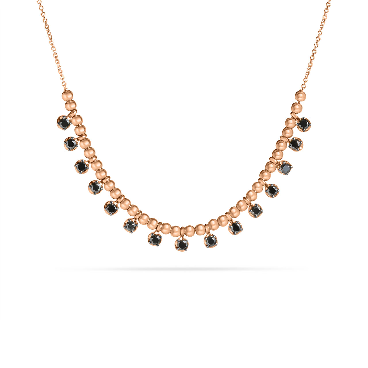 Black Diamond Bead Stacking Necklace