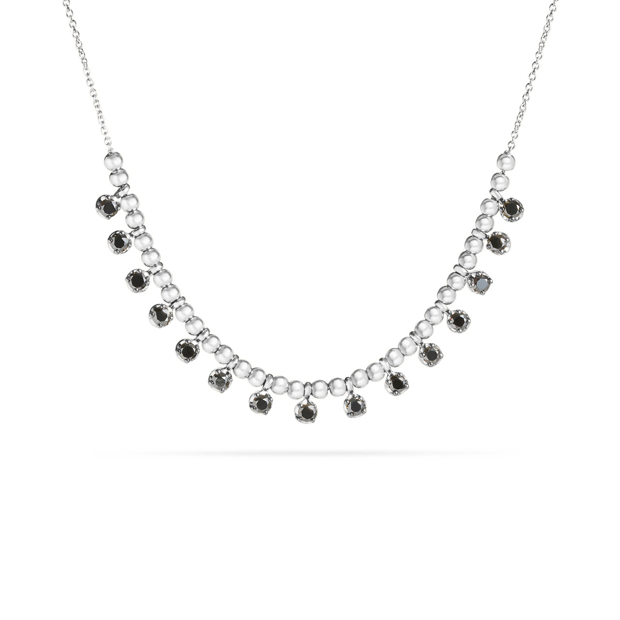 Black Diamond Bead Stacking Necklace