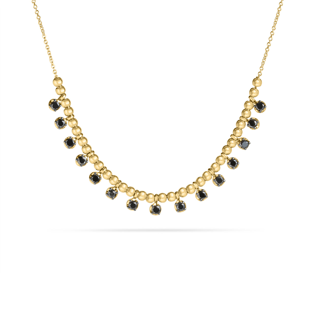 Black Diamond Bead Stacking Necklace