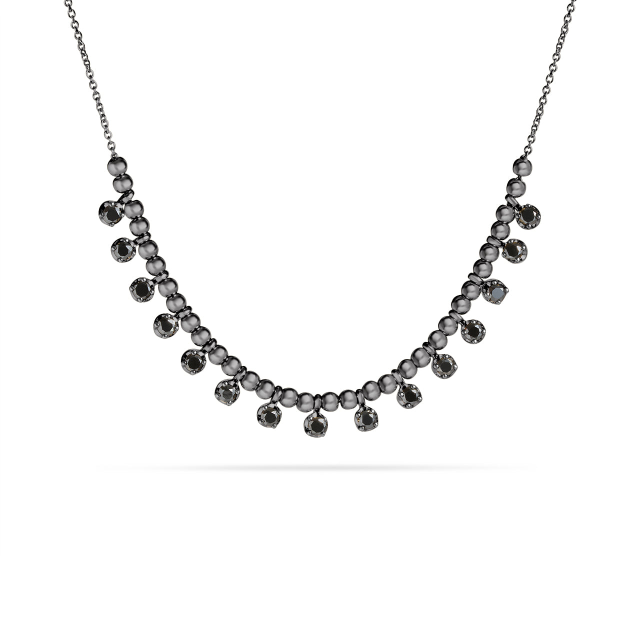 Black Diamond Bead Stacking Necklace