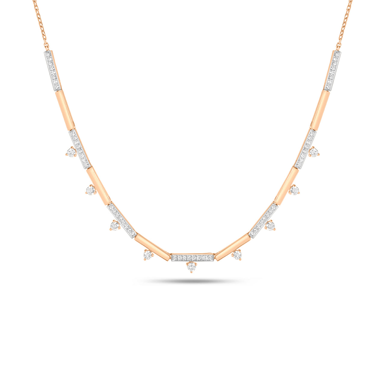 Diamond Alternating Bar Stacking Necklace