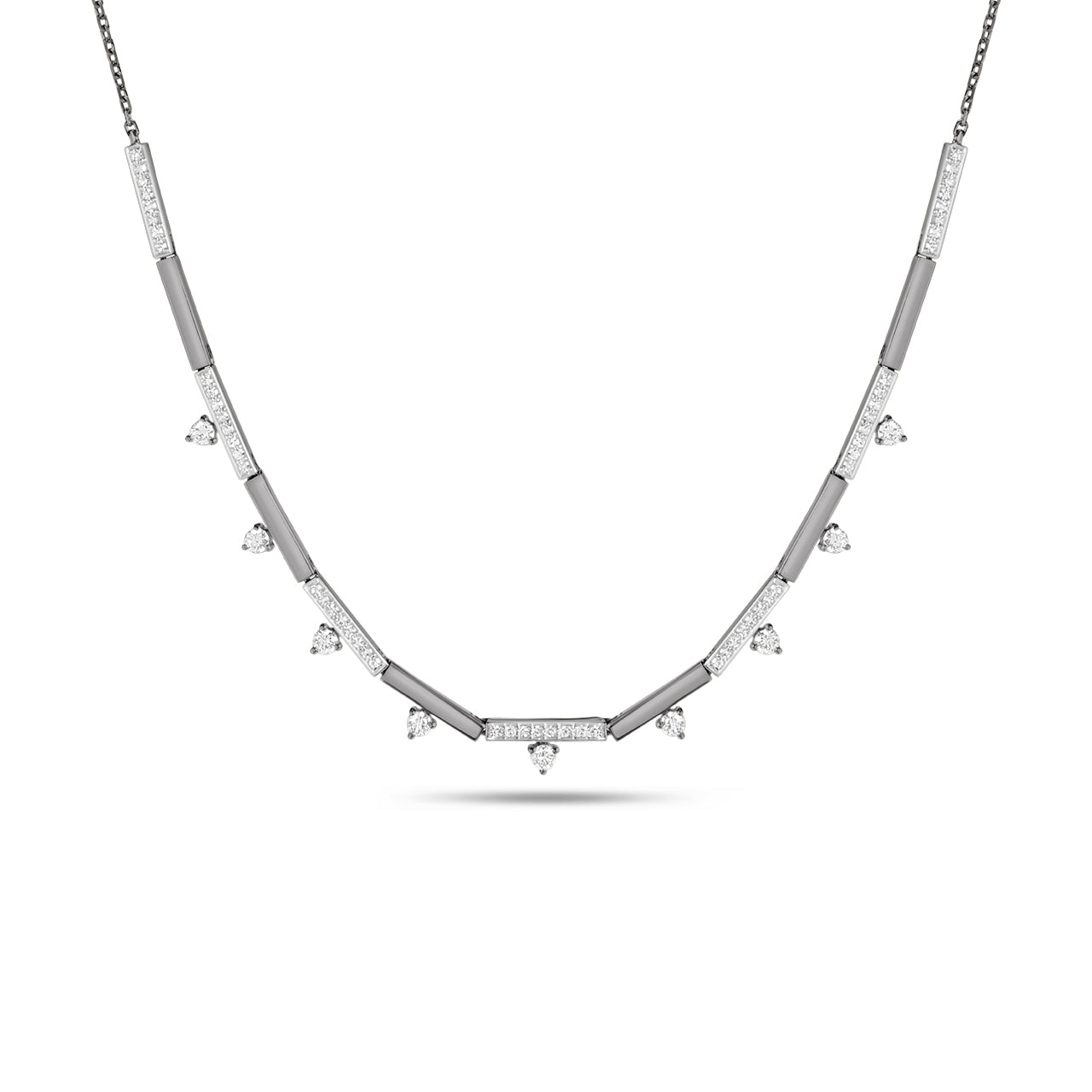 Diamond Alternating Bar Stacking Necklace