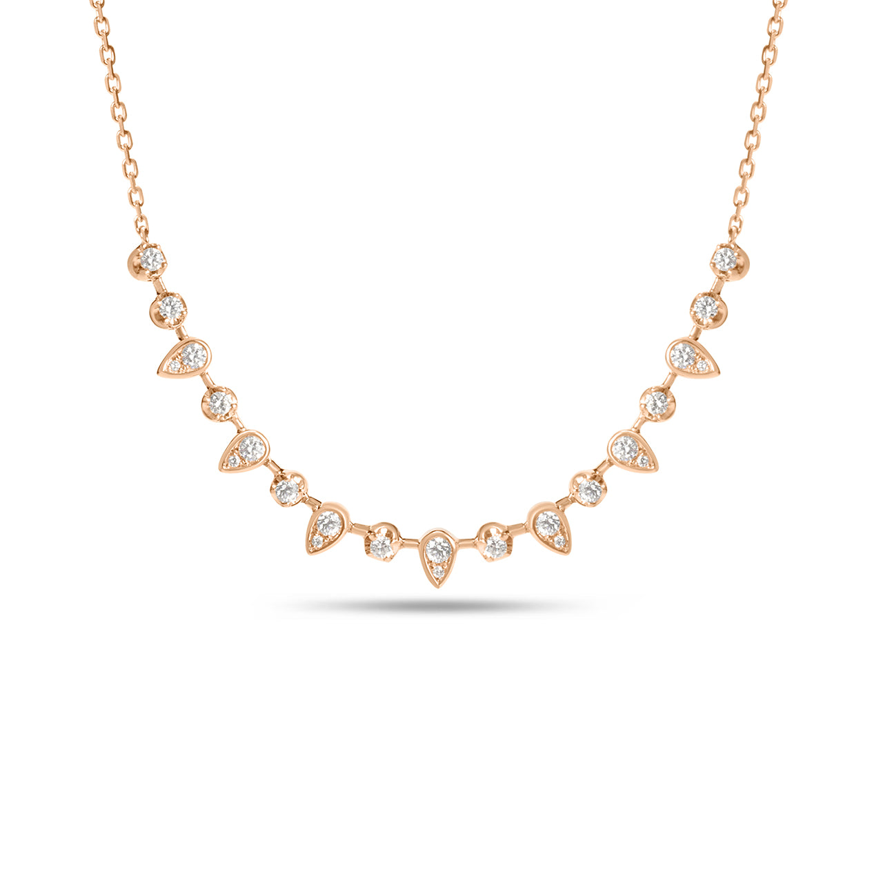 Diamond Pear & Round Stacking Necklace