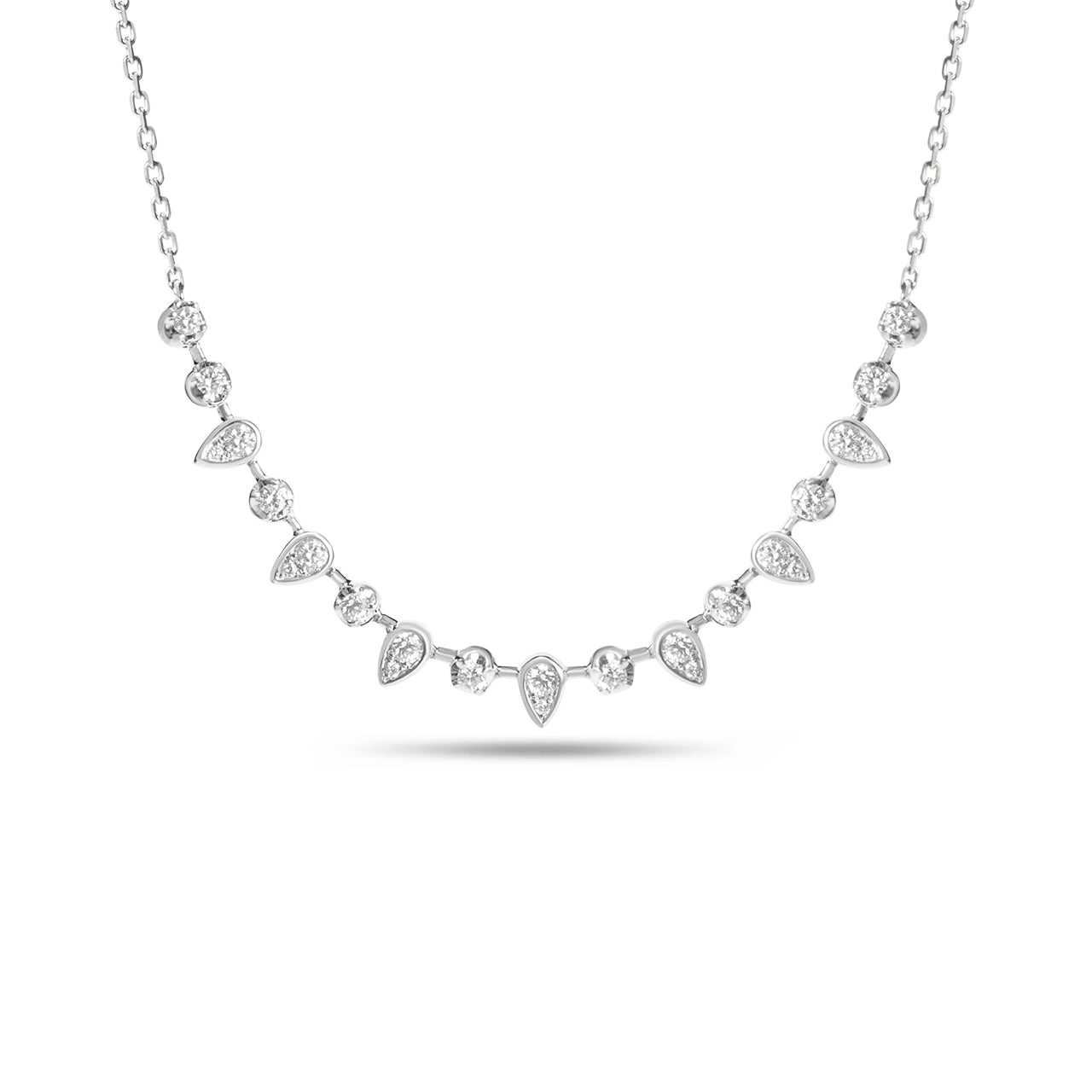 Diamond Pear & Round Stacking Necklace