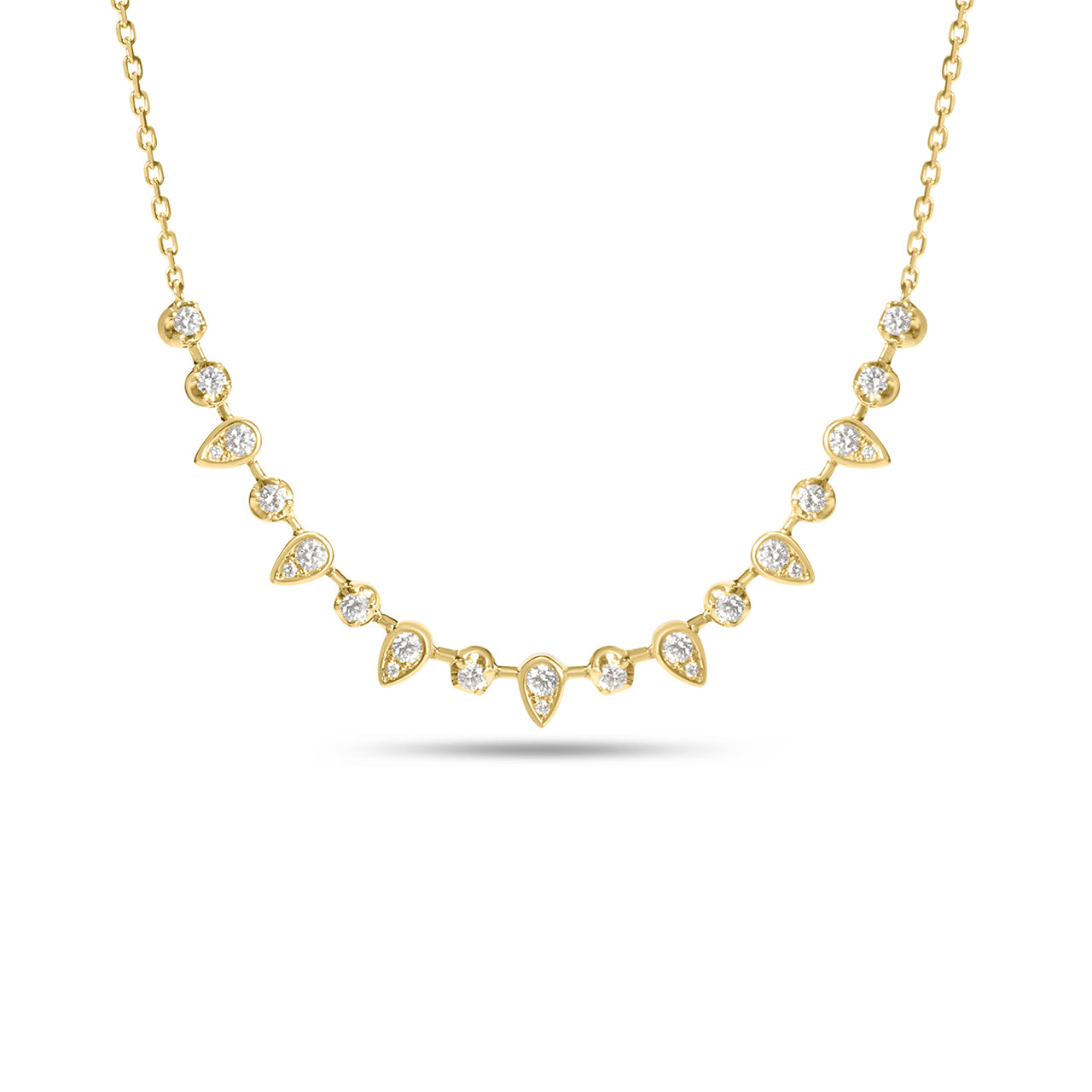 Diamond Pear & Round Stacking Necklace