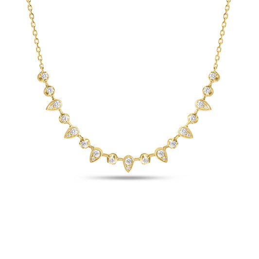 Diamond Pear & Round Stacking Necklace