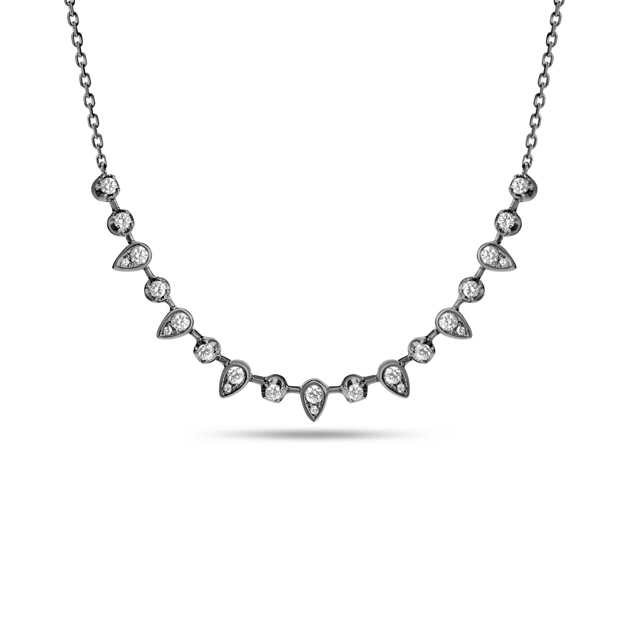 Diamond Pear & Round Stacking Necklace