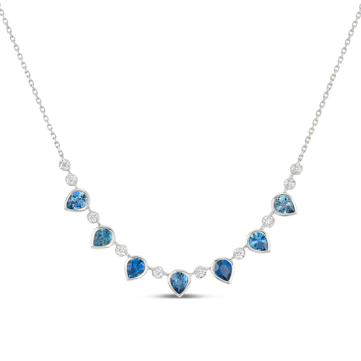 Montana Sapphire & Diamond Pear Stacking Necklace
