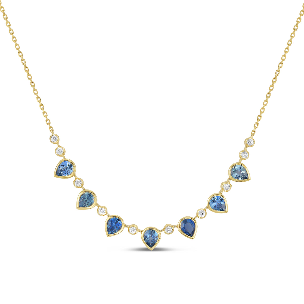 Montana Sapphire & Diamond Pear Stacking Necklace