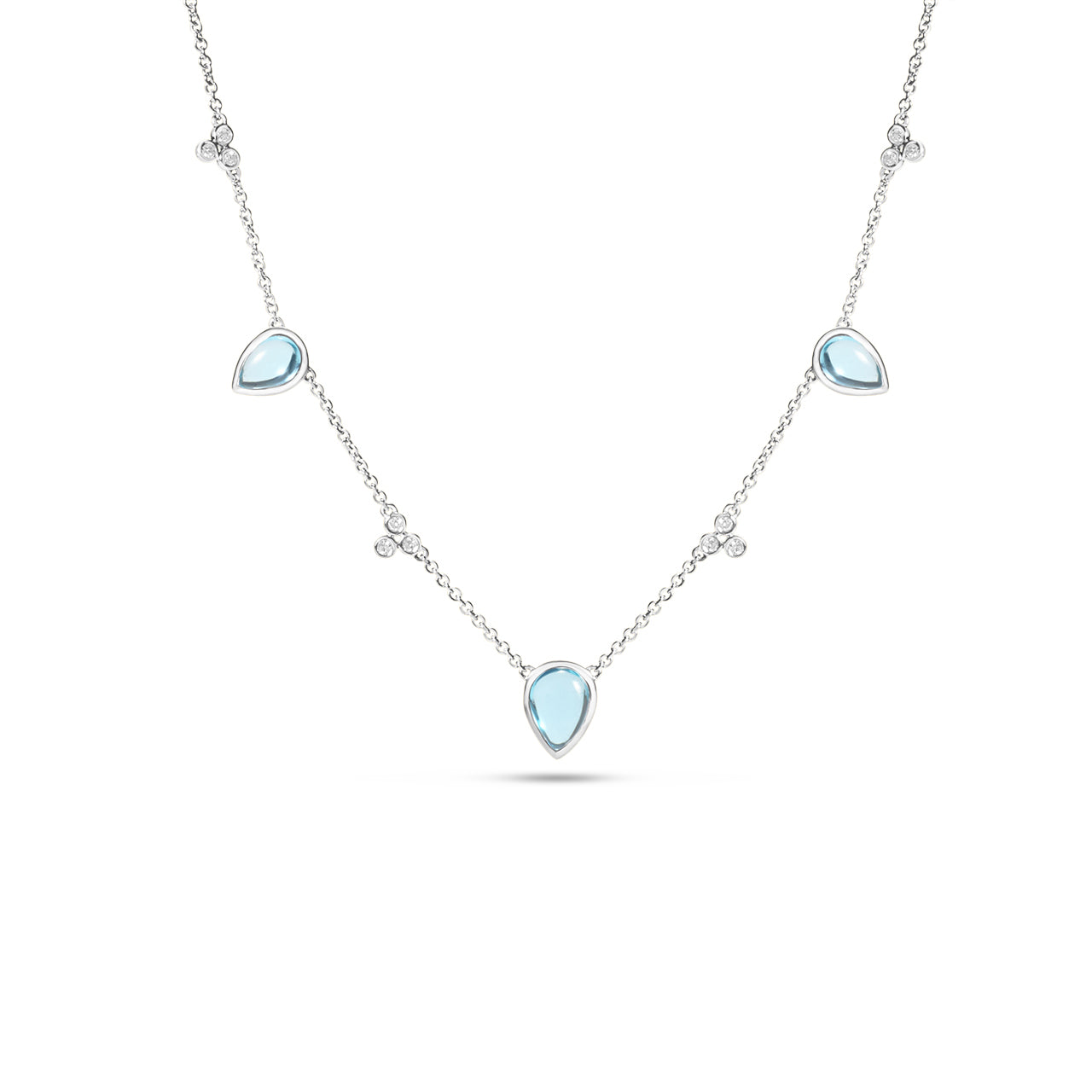 Blue Topaz & Diamond Pear Station Necklace