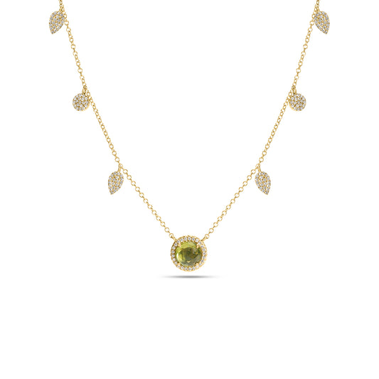 Peridot & Diamond Charm Necklace