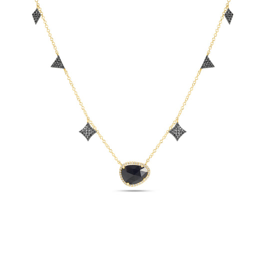 Black Onyx & Diamond Charm Necklace