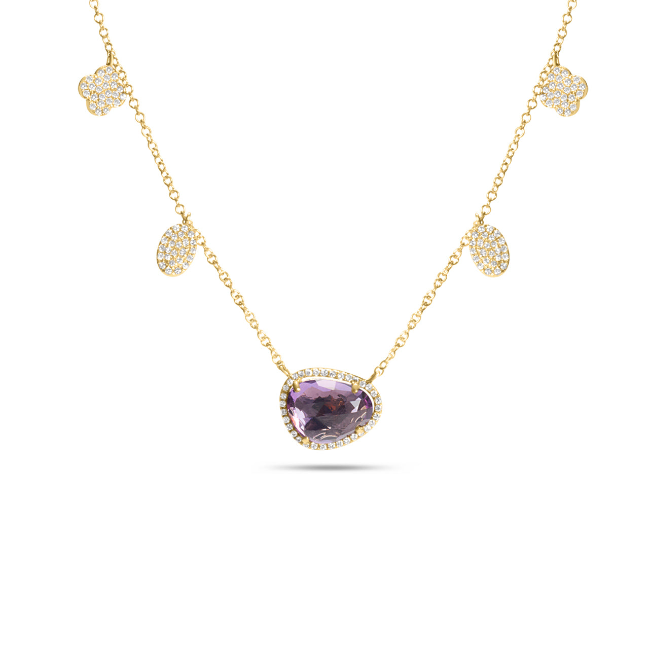 Amethyst & Diamond Charm Necklace