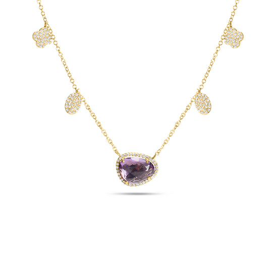 Amethyst & Diamond Charm Necklace