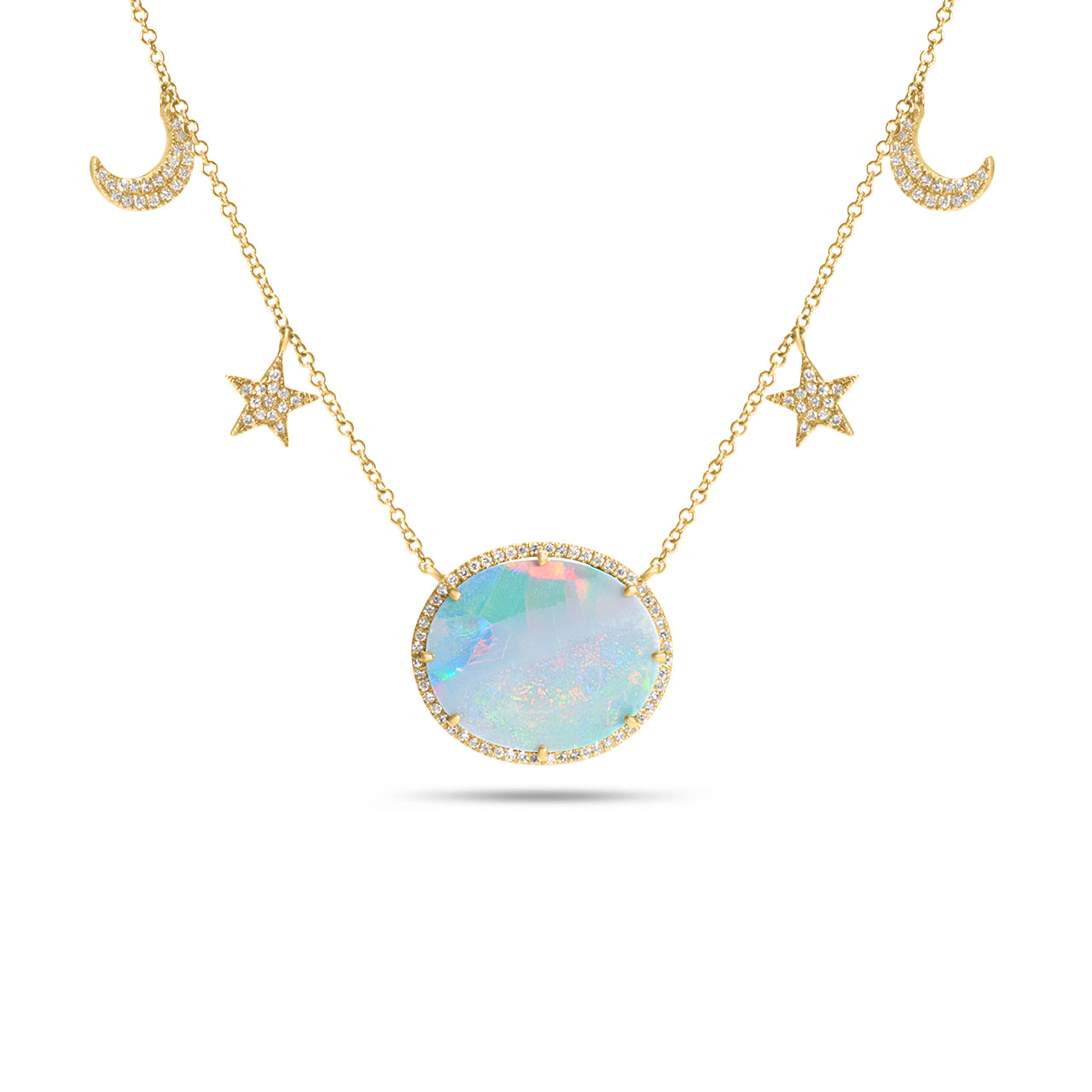 Opal & Diamond Celestial Charm Necklace