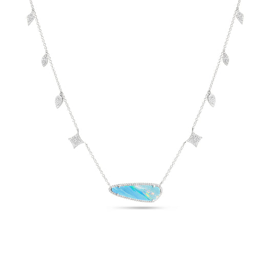 Opal & Diamond Charm Necklace