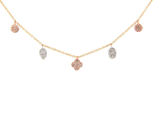 DIAMOND 5 SHAPES NECKLACE WITH 18" BOLO CHAIN, 14KWYR (N)