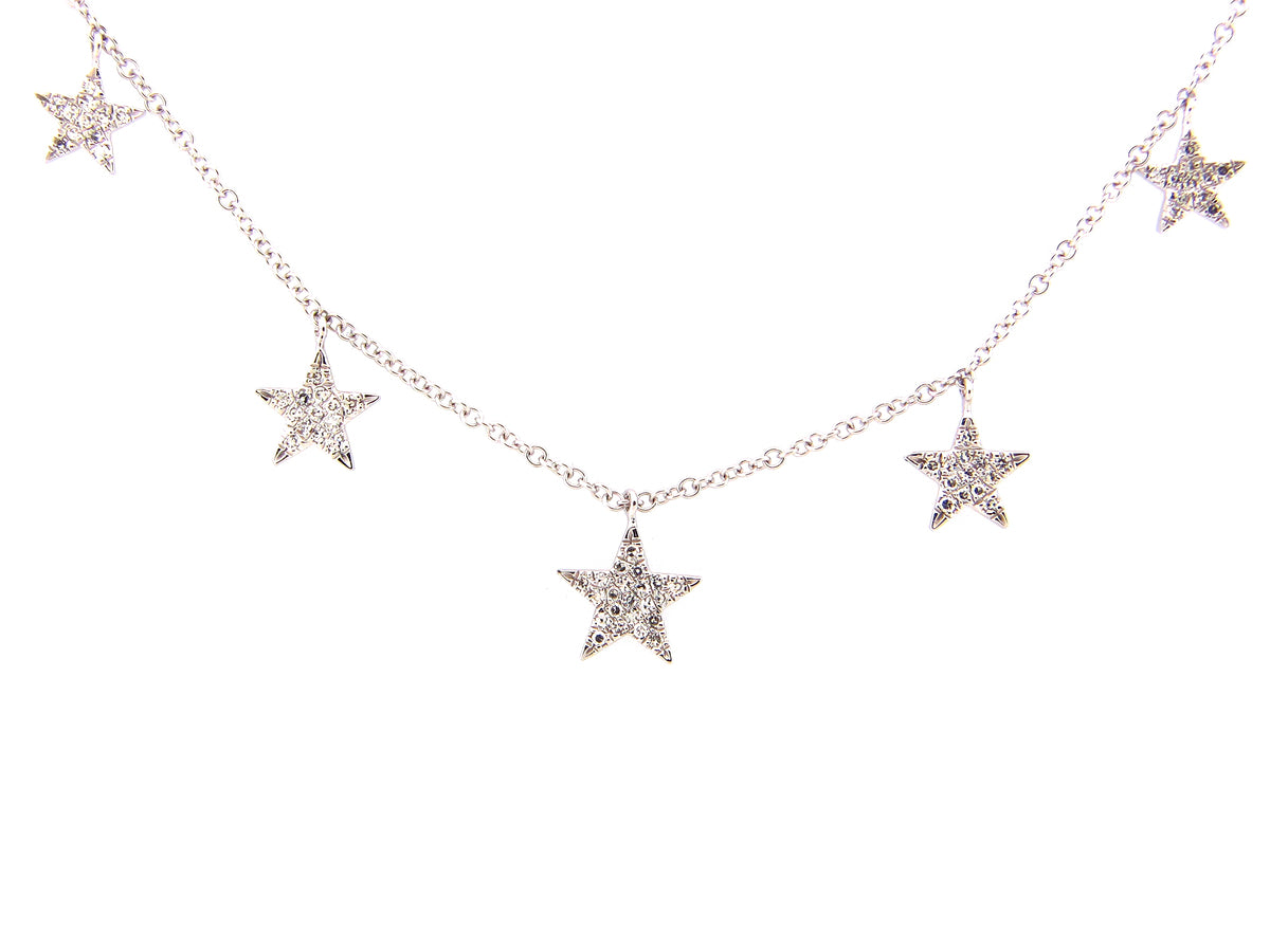 DIAMOND 5 STARS NECKLACE WITH 18" BOLO CHAIN