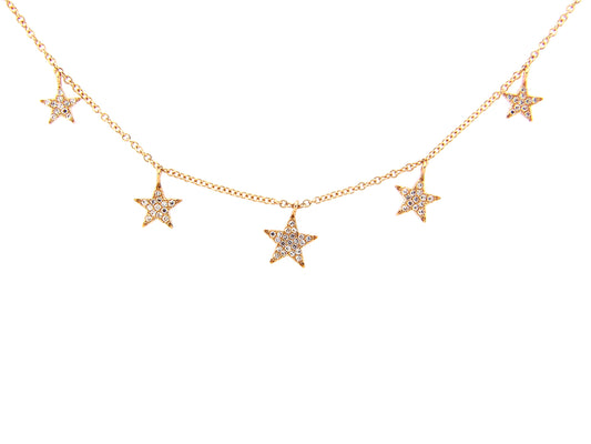 DIAMOND 5 STARS NECKLACE WITH 18" BOLO CHAIN