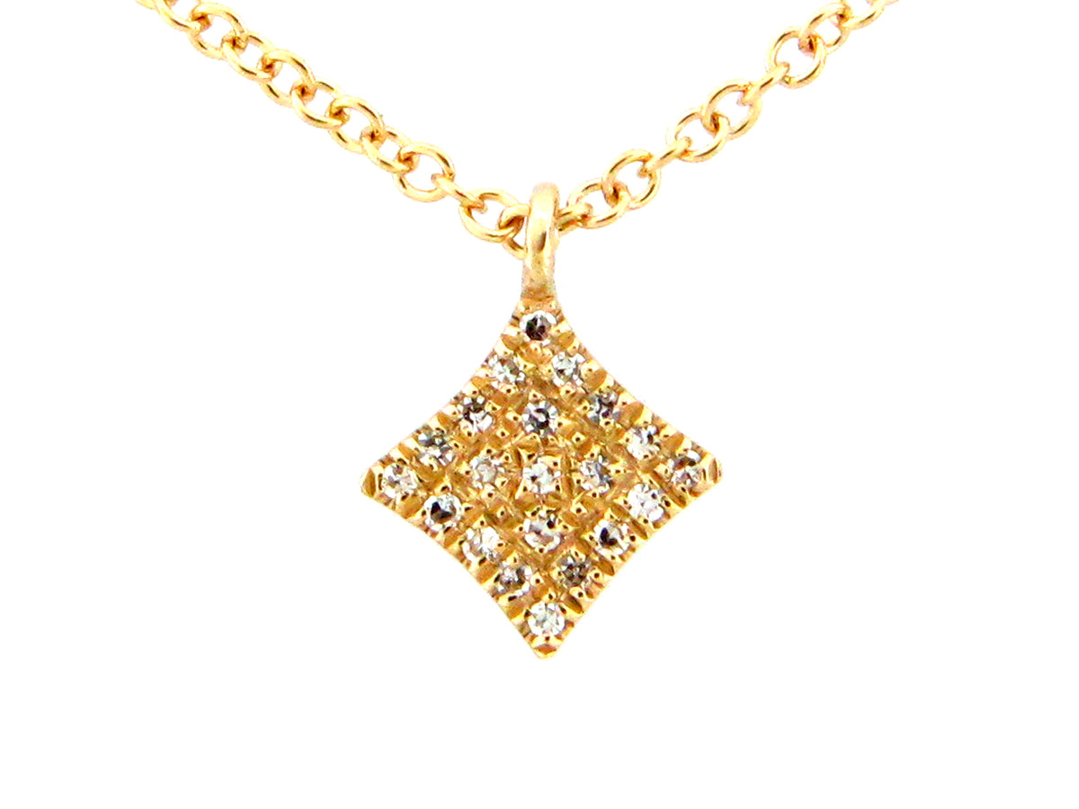 DIAMOND 4 POINT STAR PENDANT NECKLACE, 18" BOLO CHAIN, 14KY