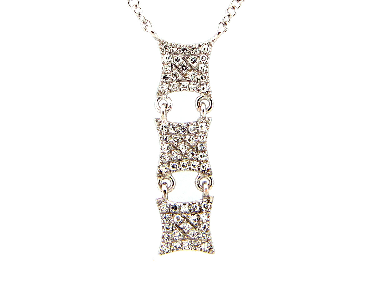 DIAMOND 3 STATION CHOKER NECKLACE, 12" + 6" , 14KW (N)