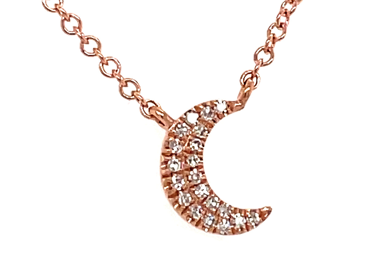 DIAMOND CRESCENT MOON PENDANT NECKLACE