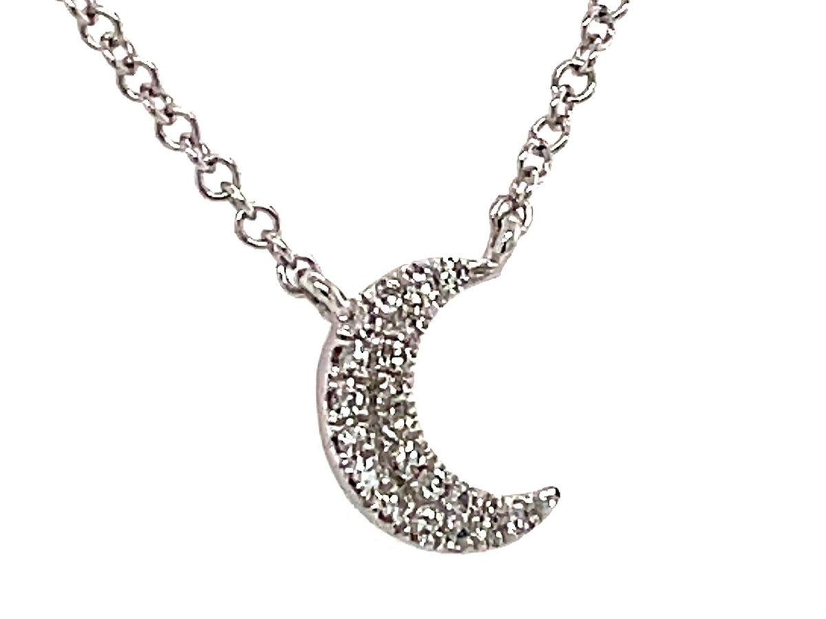 DIAMOND CRESCENT MOON PENDANT NECKLACE