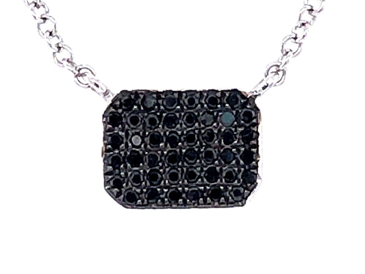 BLACK DIAMOND CUSHION PENDANT NECKLACE, 18" BOLO CHAIN, 14KW (R)