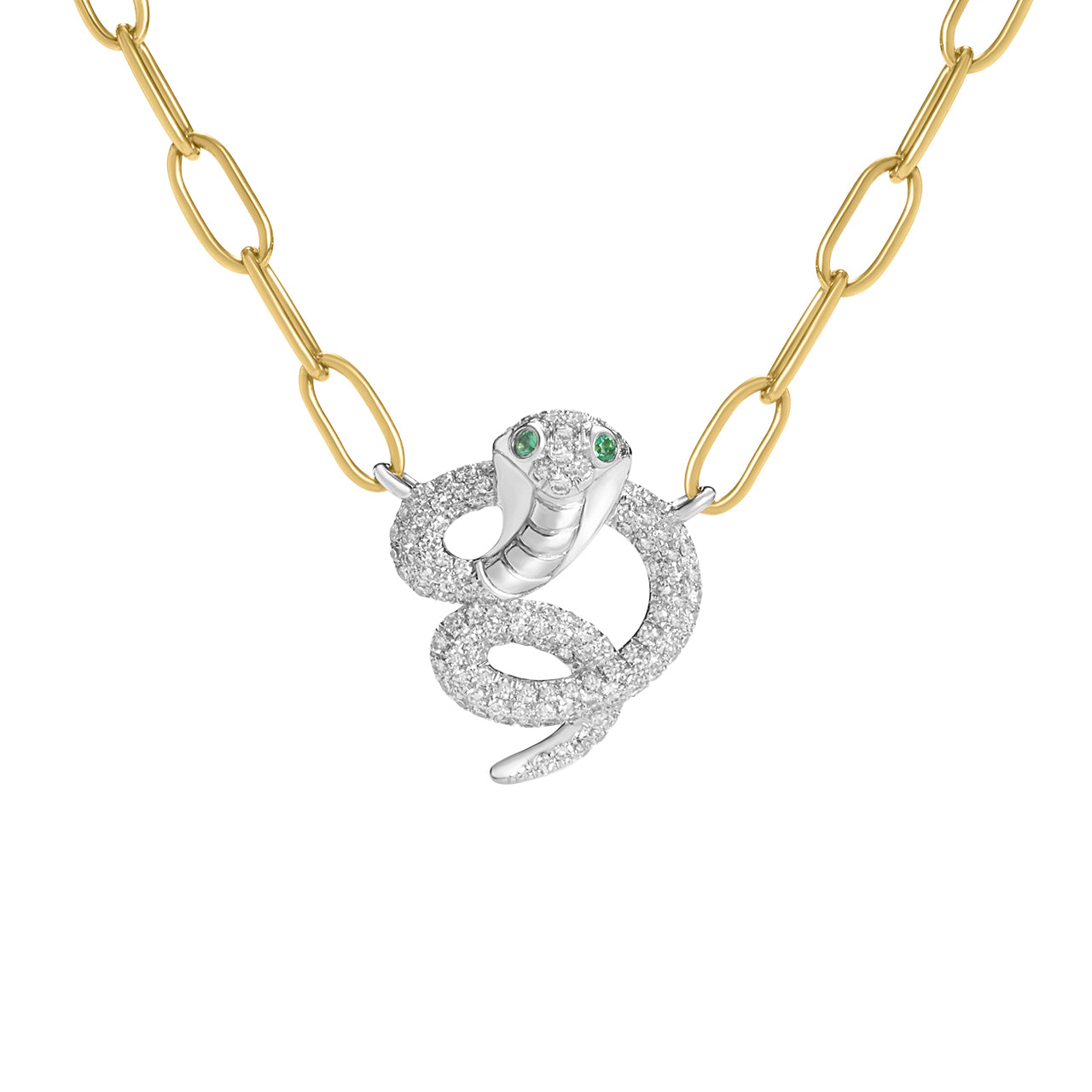 Diamond & Emerald Cobra Snake Necklace