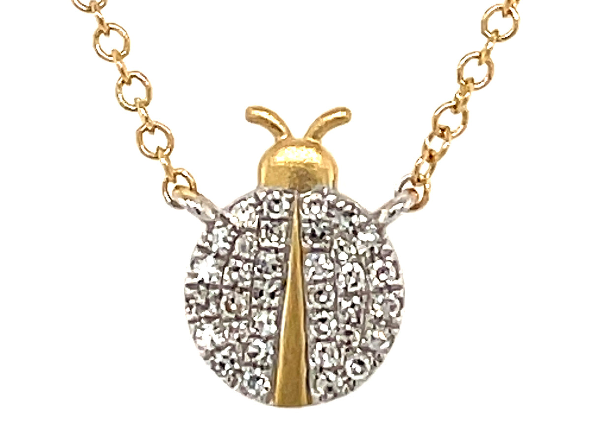 DIAMOND LADYBUG NECKLACE, 18"/17"/16"