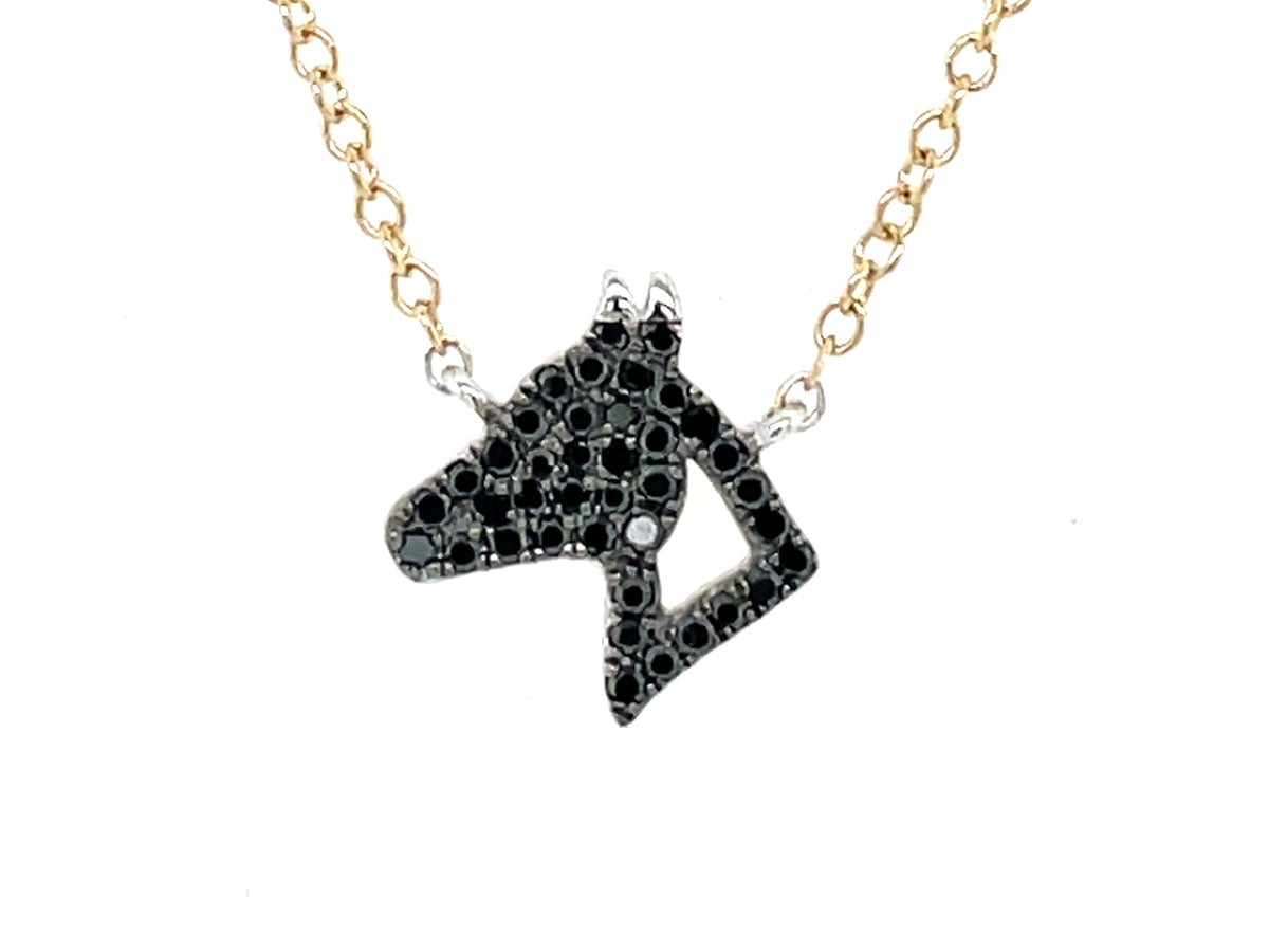 BLACK DIAMOND HORSE NECKLACE, 18"/17"/16"