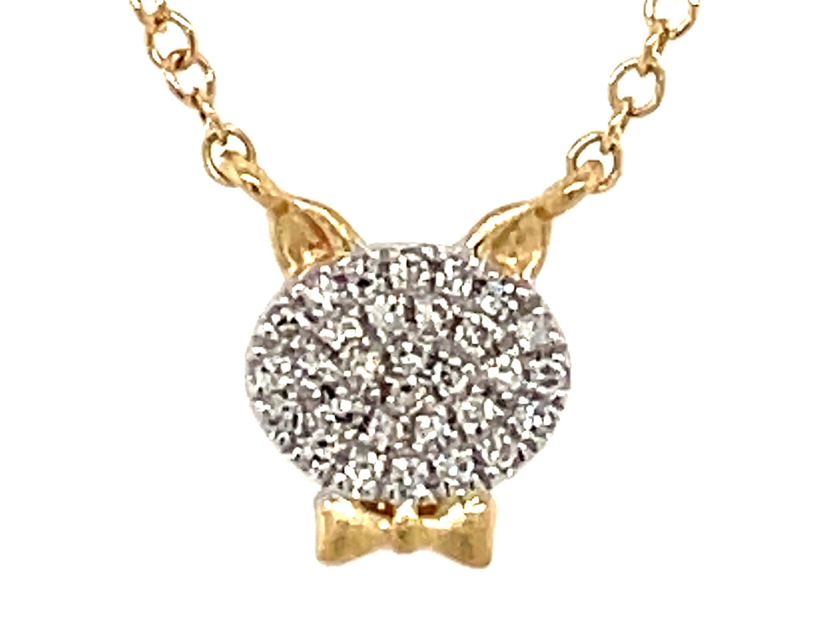 DIAMOND CAT BOWTIE NECKLACE, 18"/17"/16"