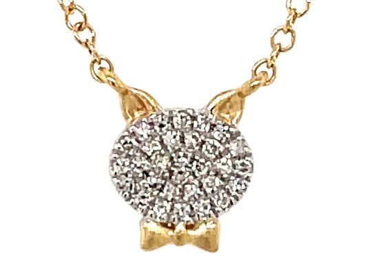 DIAMOND CAT BOWTIE NECKLACE, 18"/17"/16"