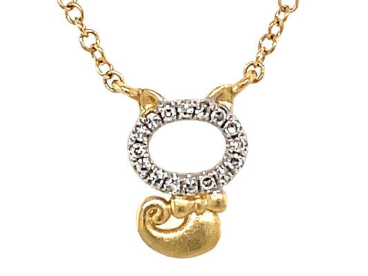 DIAMOND CAT OVAL NECKLACE, 18"/17"/16"
