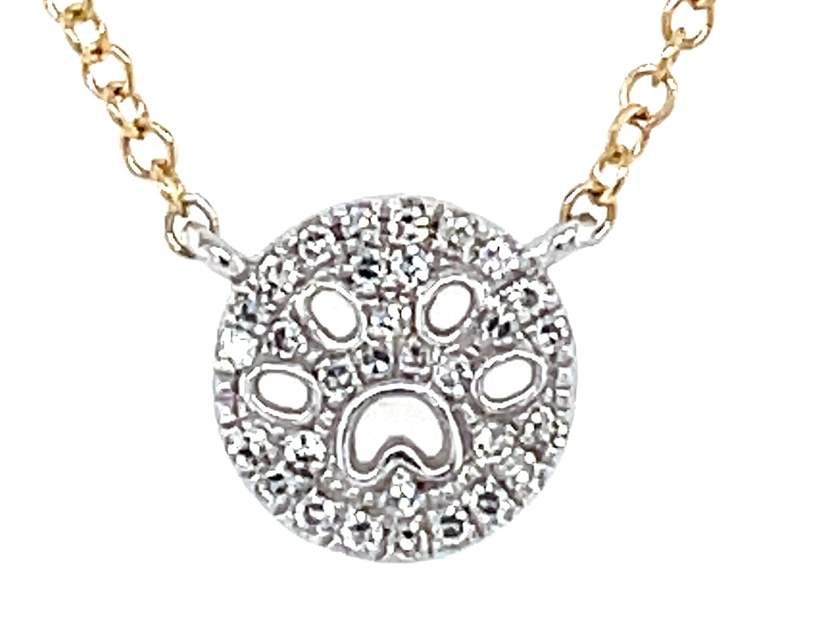 DIAMOND PAW PRINT NECKLACE, 18'/17"16"